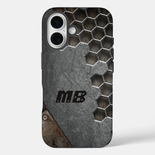 Persoonlijk monogram rustieke grunge mannelijk Case-Mate iPhone case (Achterkant)