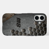 Persoonlijk monogram rustieke grunge mannelijk Case-Mate iPhone case (Achterkant (horizontaal))