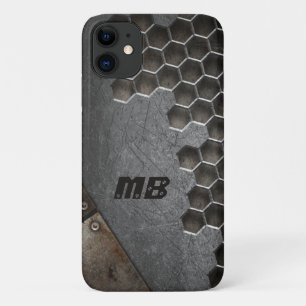 Persoonlijk monogram rustieke grunge mannelijke iPhone 11 hoesje