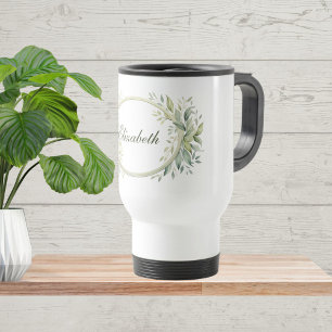 Persoonlijk monogram saliegroen botanisch reisbeker