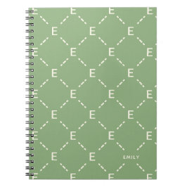 Persoonlijk monogram saliegroen geometrisch patroo notitieboek
