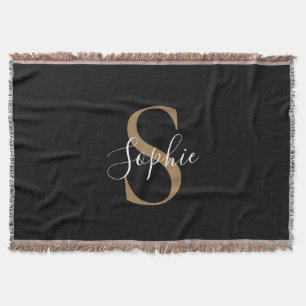 Persoonlijk monogram schrift elegant aangepast deken