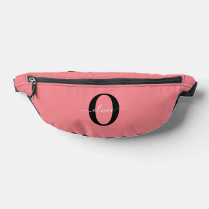 Persoonlijk monogram schrift naam zwart wit roze heuptasje