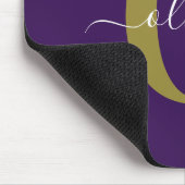 Persoonlijk monogram script naam paars wit goud muismat (Hoek)
