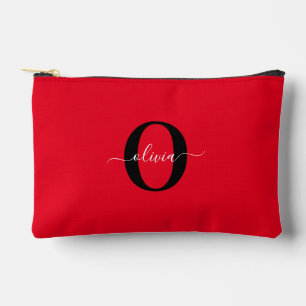 Persoonlijk Monogram Script Naam Rood Zwart Wit Etui