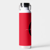 Persoonlijk Monogram Script Naam Rood Zwart Wit Waterfles (Voorkant)