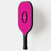 Persoonlijk Monogram Script Naam Roze Zwart Wit Pickleball Paddle (Links)