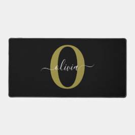 Persoonlijk Monogram Script Naam Zwart Wit Goud Bureaumat