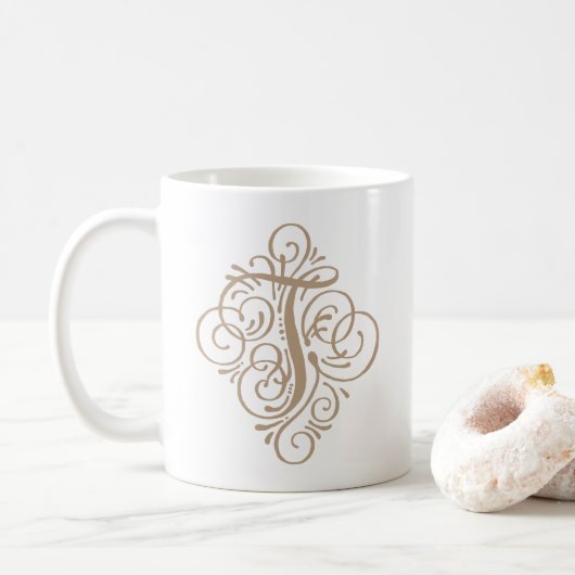 Persoonlijk Monogram Swash Ornament Koffiemok (Met donut)