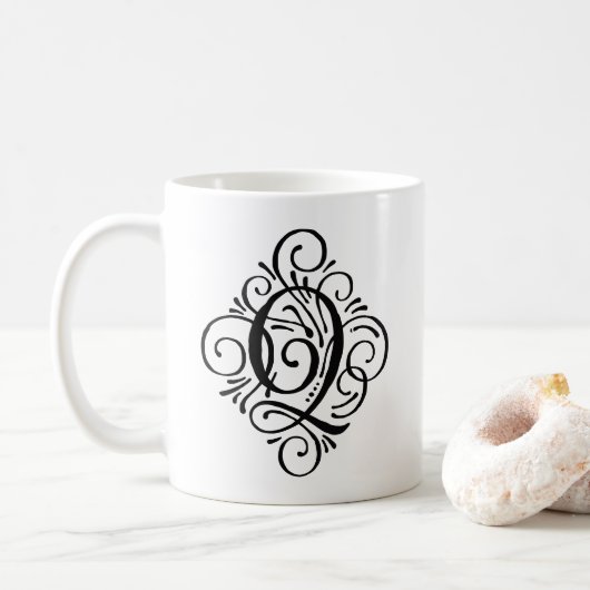 Persoonlijk Monogram Swash Sierstuk Koffiemok (Met donut)