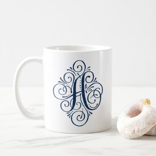 Persoonlijk Monogram Swash Sierstuk Koffiemok (Met donut)