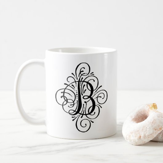 Persoonlijk Monogram Swash Siervoorwerp Koffiemok (Met donut)