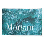 Persoonlijk monogram turquoise zee golven kussensloop (Achterkant)