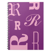Persoonlijk monogram, typografie initialen, paars