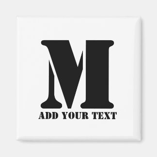 Persoonlijk Monogram Zwart Aangepast Modern Tekst Magneet