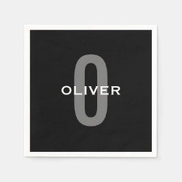 Persoonlijk Monogram Zwart Grijs Wit Naam Servet