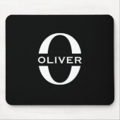 Persoonlijk monogram zwart-wit naam muismat (Voorkant)