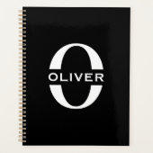 Persoonlijk Monogram Zwart-Wit Naam Planner (Voorkant)