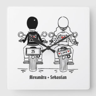 Persoonlijk Motorfiets Jubileum Cadeau Vierkante Klok