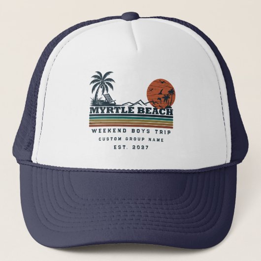 Persoonlijk Myrtle Beach-weekend vrijgezellenfeest Trucker Pet (Voorkant)