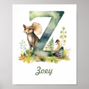 Persoonlijk naam bos bosletter Z peuterspeelzaal p Poster
