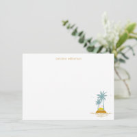 Persoonlijk naam briefpapier strand palmboom schat