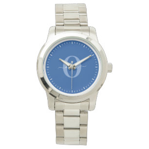 Persoonlijk naam schrift met initialen Blauw Wit Horloge