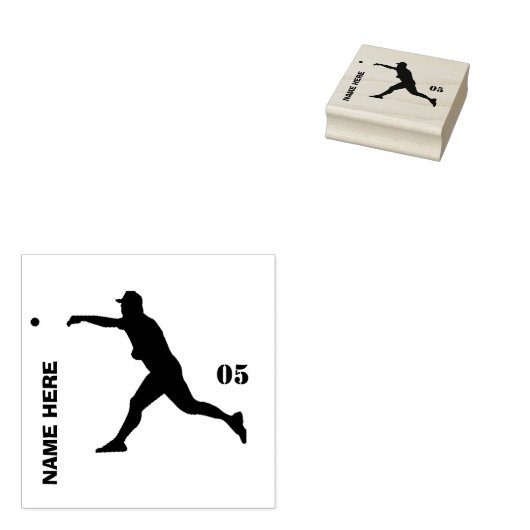 Persoonlijk naamnummer Baseball Rubberstempel (Gestempeld)