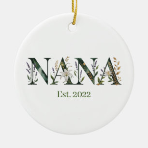 Persoonlijk Nana Est Jaar Bloemig Oma Cadeau Keramisch Ornament