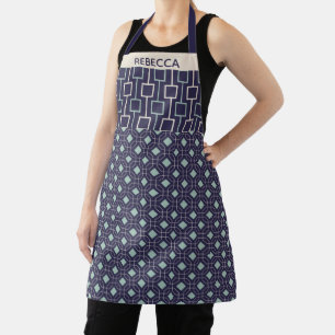 Persoonlijk Navy Blauwe Geometrisch Patroon Modern Schort
