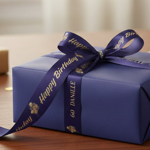 Persoonlijk Navy Blauwe & Gouden 60e Verjaardagsba Lint