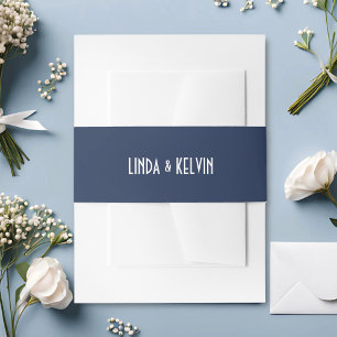 Persoonlijk Navy Blauwe Minimalistische Script Tro Uitnodigingen Wikkel