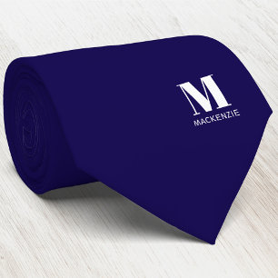 Persoonlijk Navy Blauwe Monogram Initiaal Wapen Stropdas