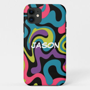 Persoonlijk Neon Abstract Patroon — Retro Design iPhone 11 Hoesje