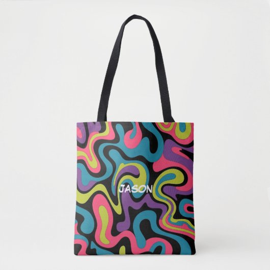 Persoonlijk Neon Abstract Patroon — Retro Design Draagtas (Voorkant)