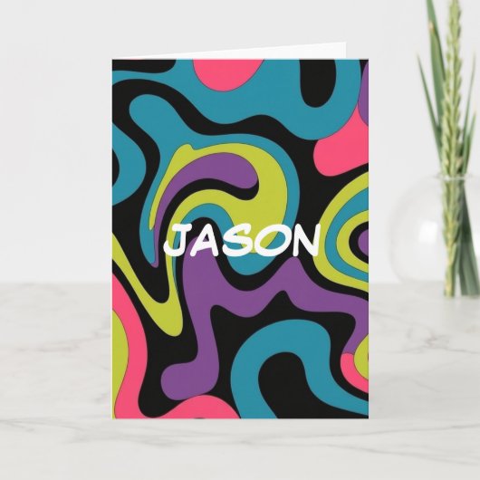 Persoonlijk Neon Abstract Patroon — Retro Design Kaart (Voorkant)