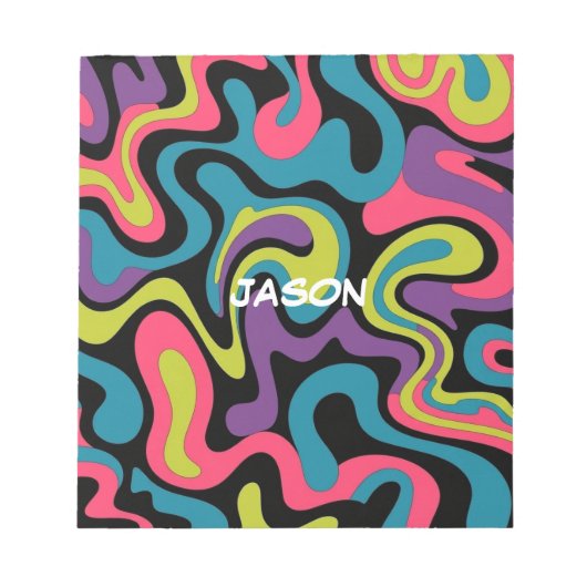 Persoonlijk Neon Abstract Patroon — Retro Design Notitieblok (Voorkant)