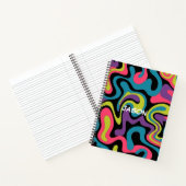 Persoonlijk Neon Abstract Patroon — Retro Design Notitieboek (Binnen)