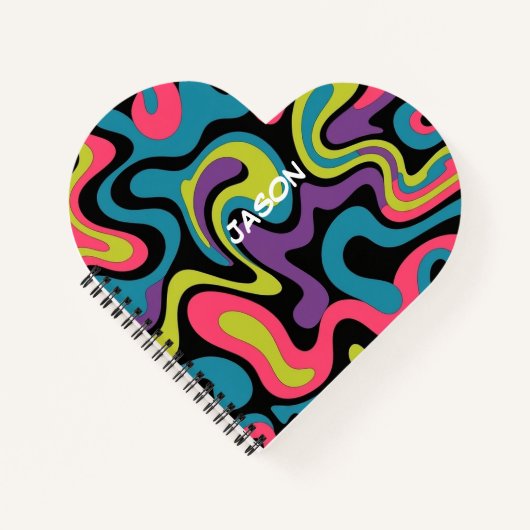 Persoonlijk Neon Abstract Patroon — Retro Design Notitieboek (Voorkant)