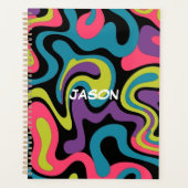 Persoonlijk Neon Abstract Patroon — Retro Design Planner (Voorkant)