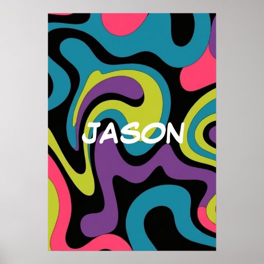 Persoonlijk Neon Abstract Patroon — Retro Design Poster (Voorkant)