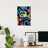 Persoonlijk Neon Abstract Patroon — Retro Design Poster (Thuiskantoor)