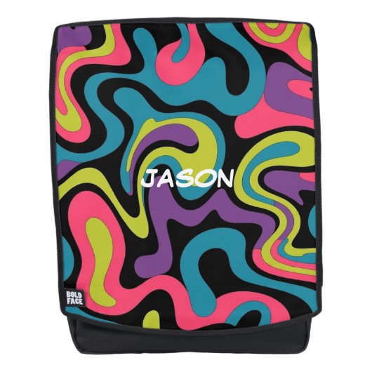 Persoonlijk Neon Abstract Patroon — Retro Design Rugtassen (Voorkant)