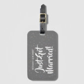 Persoonlijk 'Net Getrouwd' Zilveren Confetti Bagagelabel (Voorkant (verticaal))