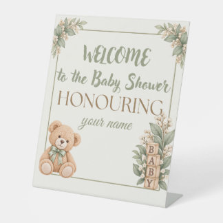 Persoonlijk neutraal baby shower bord reclamebord met voetstuk