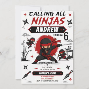 Persoonlijk Ninja-verjaardagsfeest voor jongen Kaart