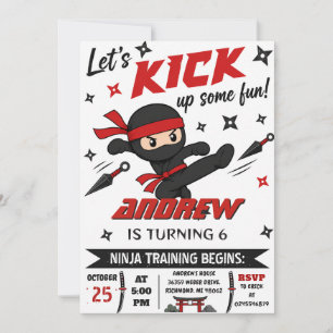 Persoonlijk Ninja-verjaardagsfeest voor jongen Kaart