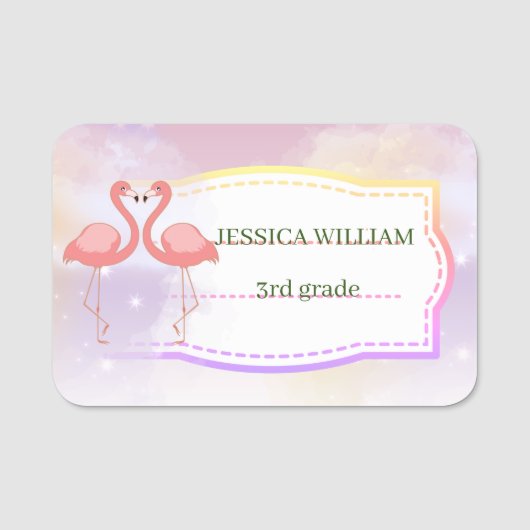 Persoonlijk noem ik Flamingo, terug naar school Naamplaatje (Voorkant)