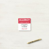 Persoonlijk Noodcontact voor Voedselallergie Alert Post-it® Notes (Op bureau)