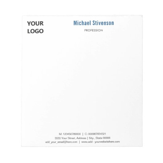 Persoonlijk Notitieblok met Eigen Tekst en Logo On (Voorkant)